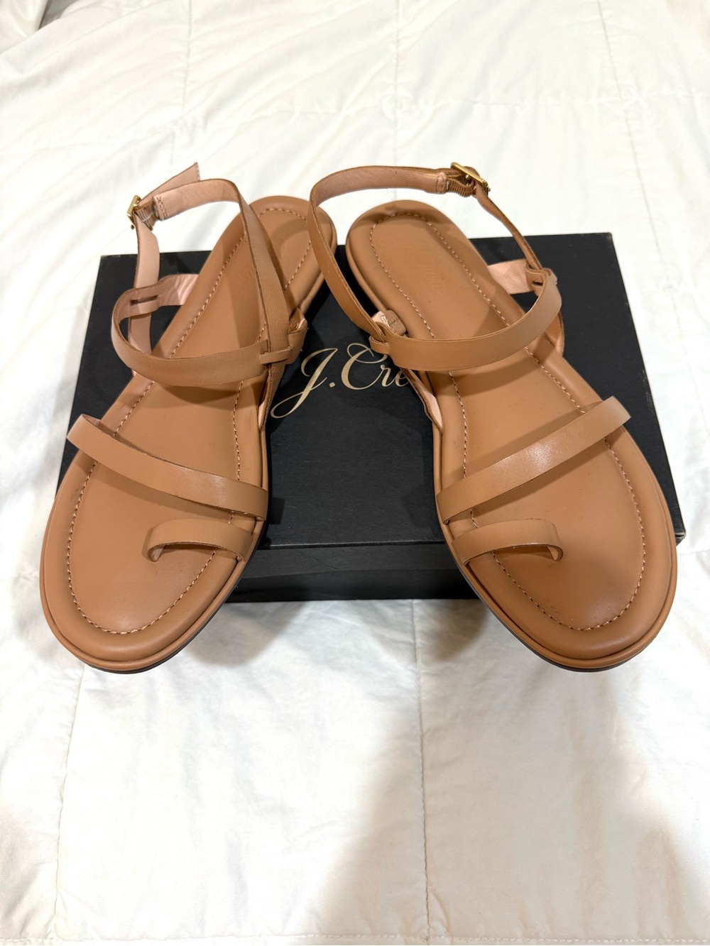 J. Crew Tan Menorca Toe-Ring Slingback Leather Sandals